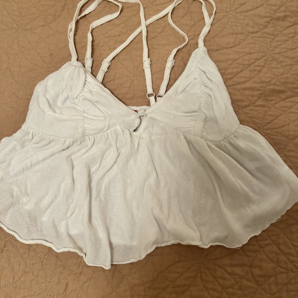 Urban Outfitters white strappy cropped flowy top